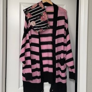 Lucille black and pink sweater and TC leggings